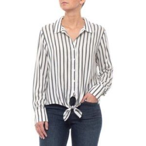 Anthropologie Cloth & Stone tie front stripe top M